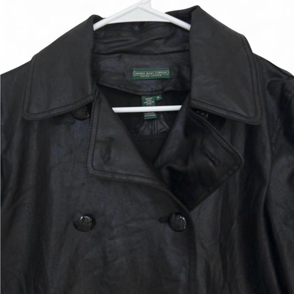 Vintage Ralph Lauren Waxed Cotton Black Jacket Medium Leather‎ Feel Timeless - Picture 2 of 8